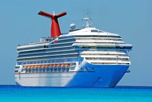 A large cruise ship on turquoise water