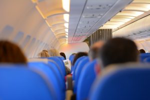 The interior of an airplane