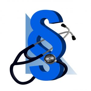 section symbol intertwined with a stethoscope 