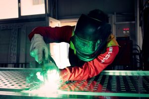 a welder welding