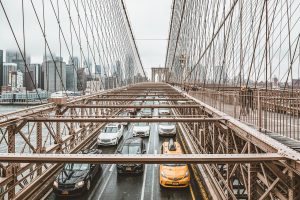 dense vehicle traffic crossing a bridge
