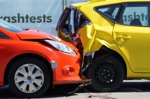 A car colliding with the rear of another car